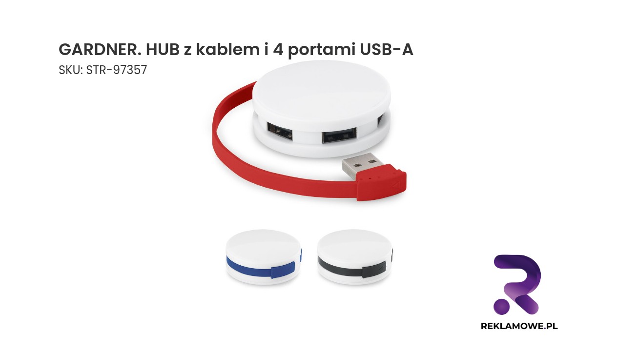 GARDNER. HUB z kablem i 4 portami USB-A z ABS GARDNER hub z kablem i 4 portami USB-A