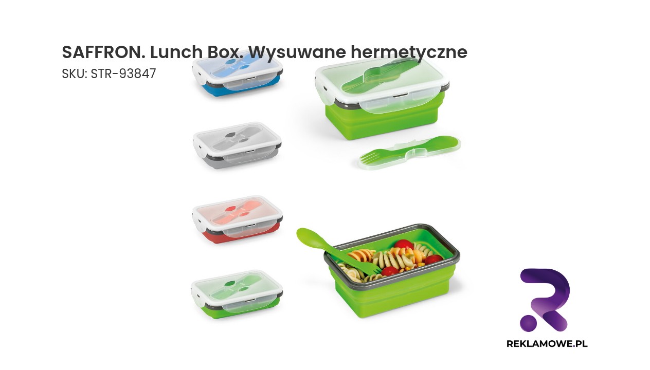SAFFRON. Lunch Box. Wysuwane hermetyczne pudełko wykonane z silikonu i PP 640 mL SAFFRON lunch box wysuwane hermetyczne – pojemnik na lunch